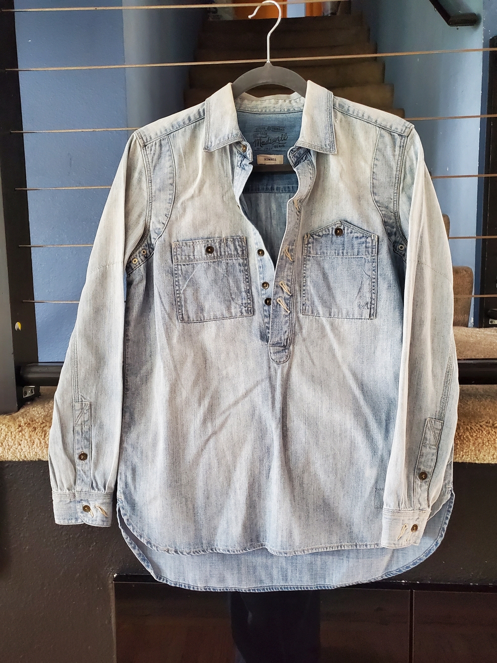 Madewell Light Blue Denim Pullover Shirt